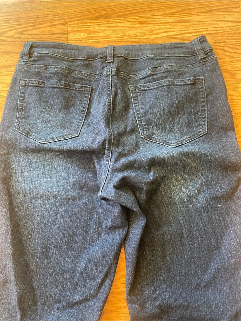 Belle by Kim Gravel Dark Blue Bootcut Jeans with Frayed Hem-12 - Picture 5 of 13